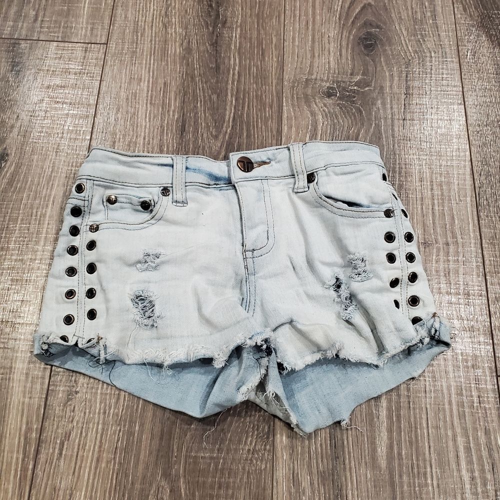 Girls Jean Shorts Size 8 Tractr Distressed Light Blue Jean Shorts